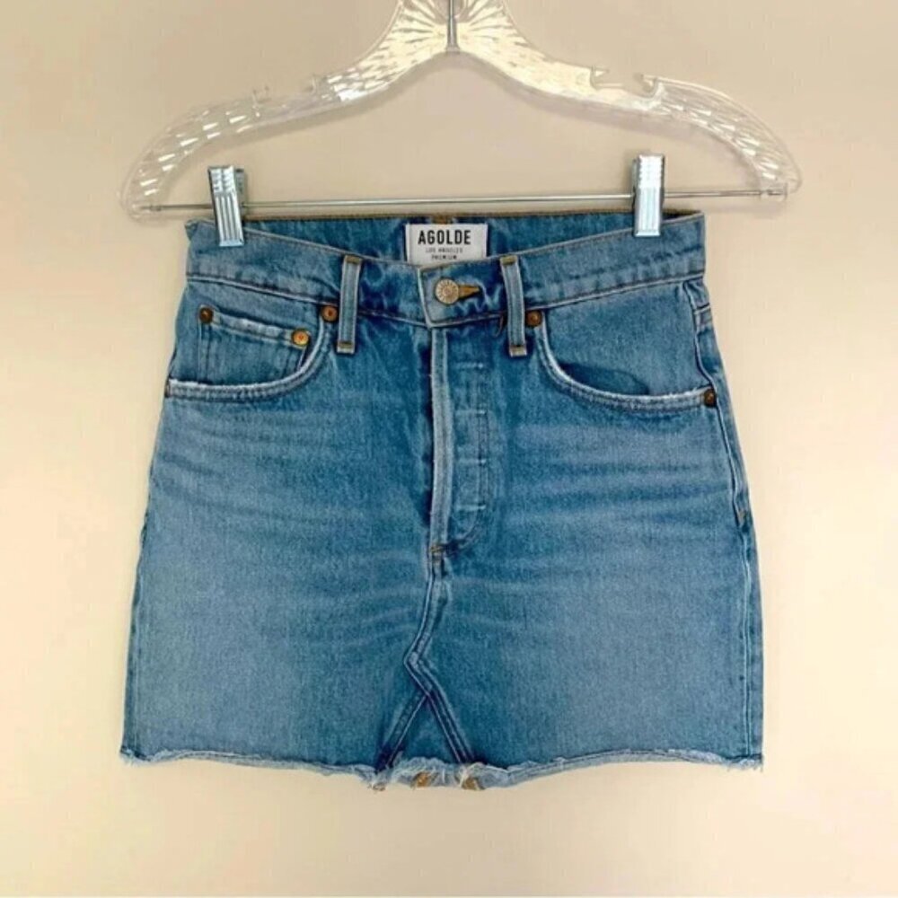 Agolde Denim Button Fly Mini Skirt 24